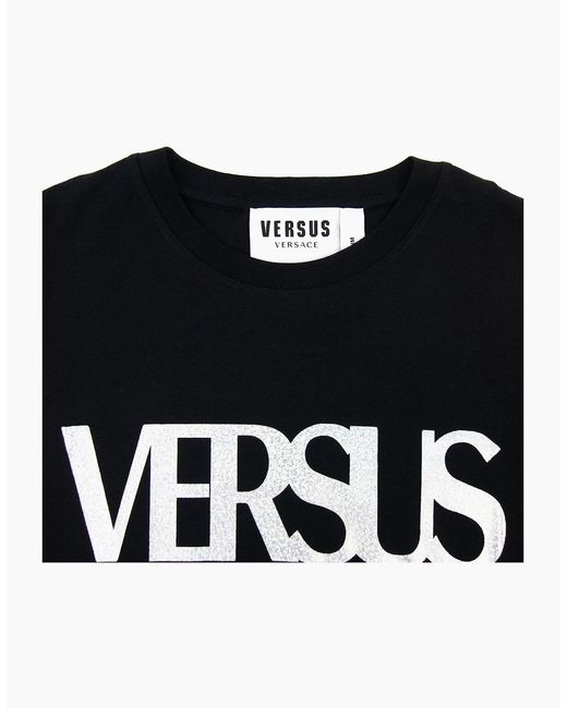 Versus  Black Versace Versus Logo Printed T Shirt for men