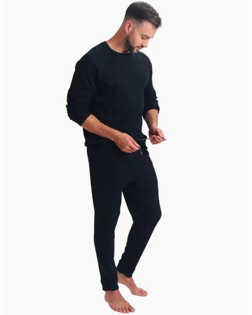 Ted Baker Black Waffle Long-Sleeve Top & Joggers Lounge Set for men