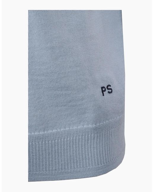 Paul Smith Blue Merino Sweater Ss Polo for men