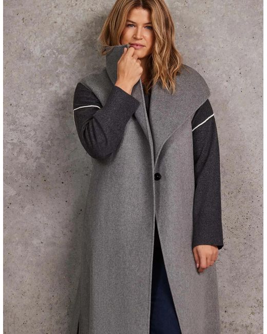 Live Unlimited London Gray Longline Sleeveless Wool Coat