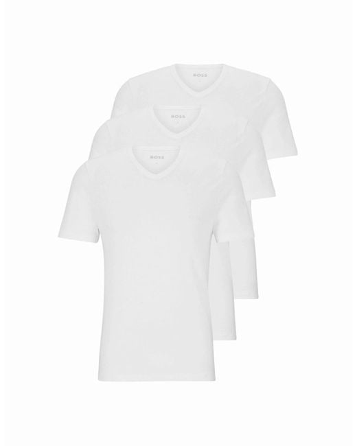 Boss White 3-Pack Classic-Fit V-Neck T-Shirts for men