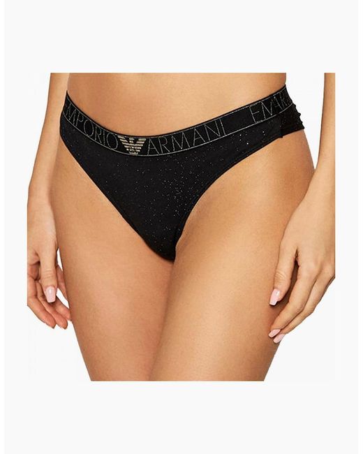 Emporio Armani Black Stardust Bralette & Brazilian Brief Underwear Set Gift Tin, Printed