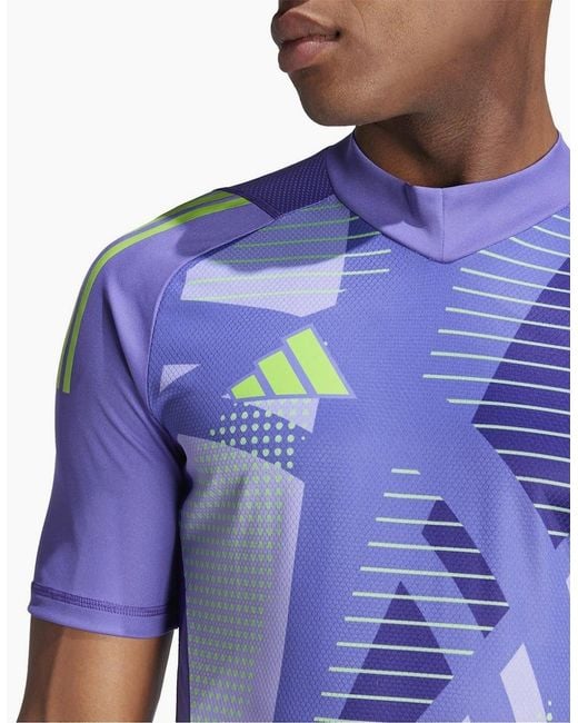 Adidas Blue V-Neck Short Sleeve Slim Fit Jersey Top for men