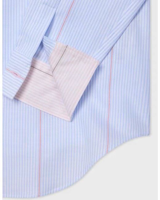 Paul Smith Blue Grandad Collar Shirt 40 Lt for men