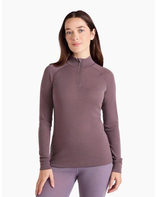 Mountain Warehouse Purple Ladies Merino Wool Zip Neck Thermal Top