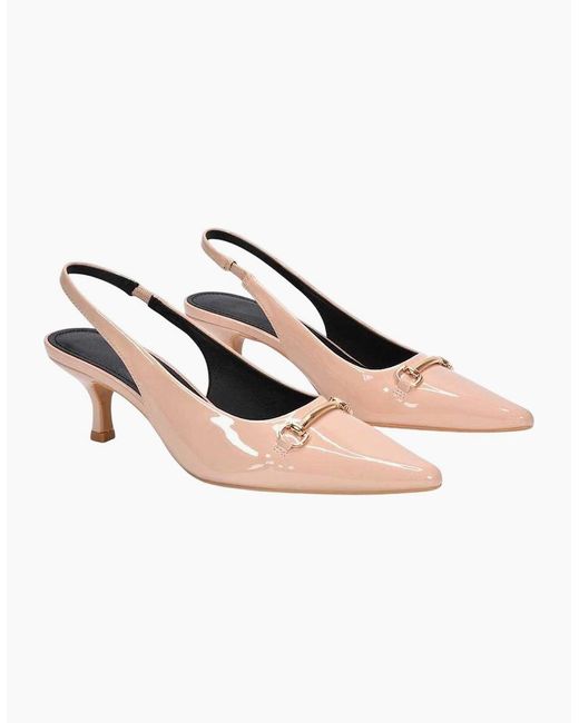 XY London Natural Ladies Jane Sling Back Mid Kitten Heel Sandals