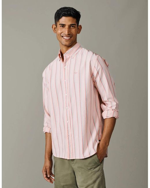 aubi Pink Walesby Lightweight Relaxed Oxford Shirt for men