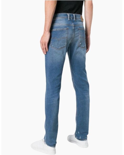 DIESEL Blue Sleenker 085Ah Denim Jeans Distressed Lyocell Stretch Slim Skinny for men
