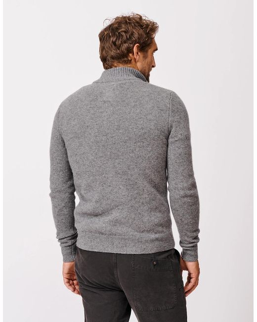 aubi Gray Pepper Lambswool Zip Neck for men