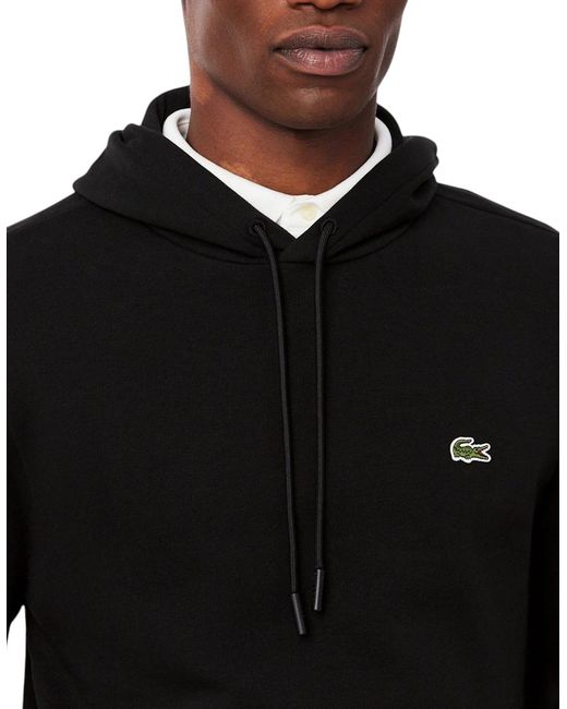 Lacoste Black Fleece Hoodie Organic Cotton Pullover Classic Fit Sportswear Hooded for men