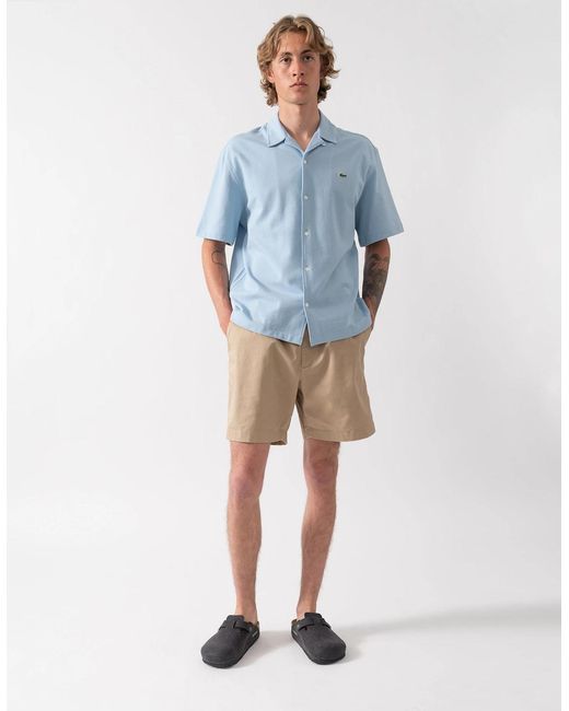 Lacoste Blue Relaxed Fit Stretch Cotton Shorts for men