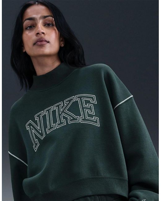 Nike Green Speed Mock Neck High Collar Long Sleeve Sweatshirt