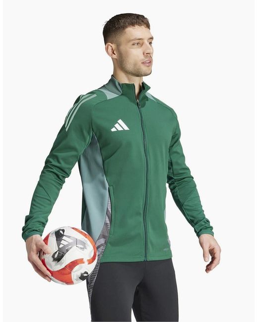 Adidas Green Tiro24 Funnel Neck High Collar Athletic Jacket for men