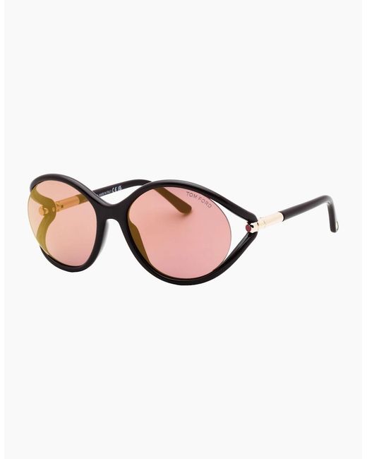 Tom Ford Pink Melody Shiny Dark Frame Rose Lens Sunglasses