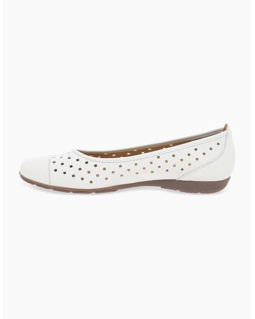 Gabor White Ruffle Punched Detail Casual Shoes