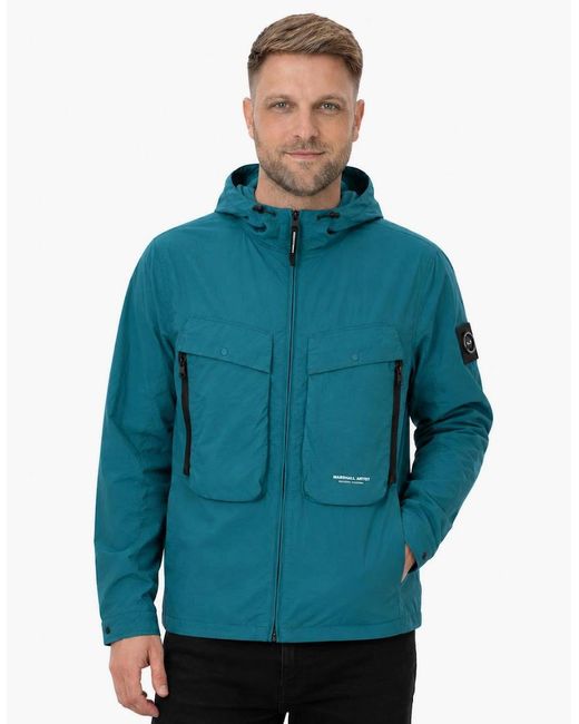Marshall Artist Blue Amerigo Hooded Overshirt for men