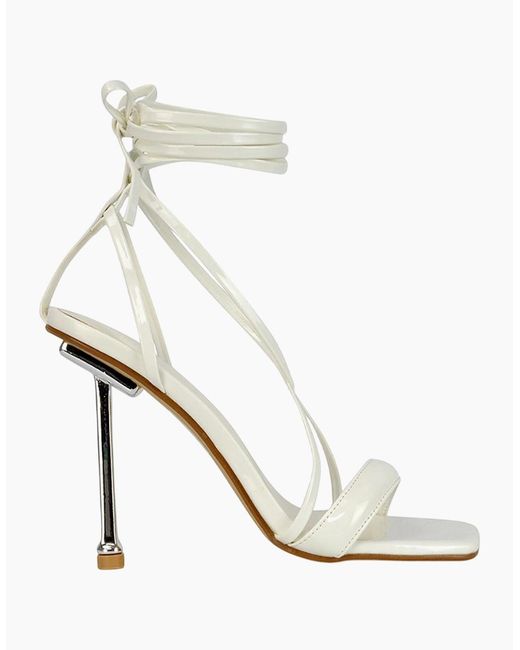 XY London White Ladies Rayne Strappy Square High Heels