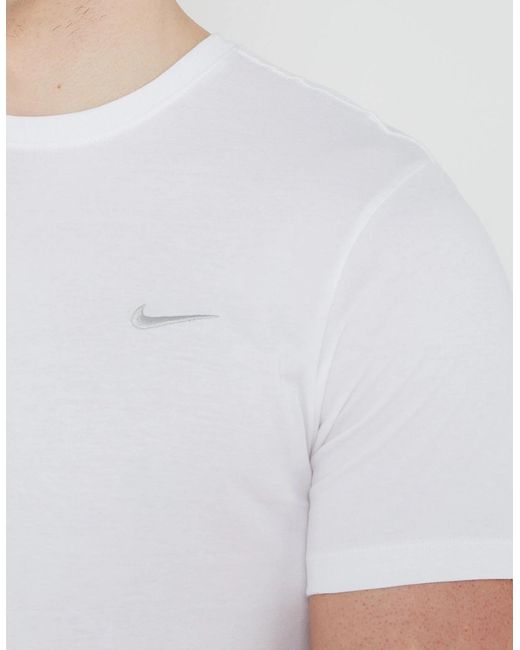Nike White Embroidered Logo Swoosh T Shirt for men