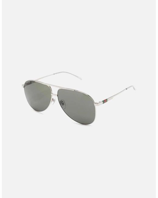 Gucci Gray Metal Webbing Aviator Sunglasses