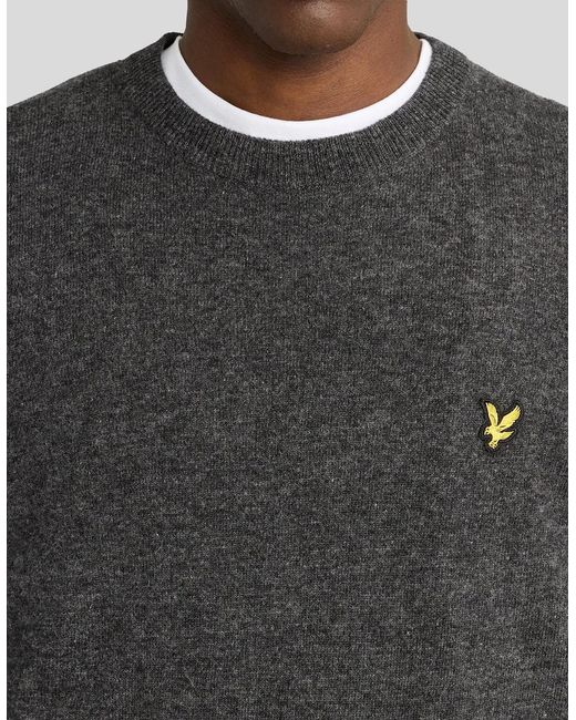 Lyle & Scott Gray Lambswool Blend Crew Neck Jumper for men