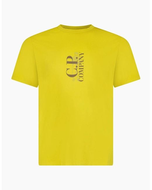 C P Company Yellow Vertical Print T-Shirt Antique Moss for men