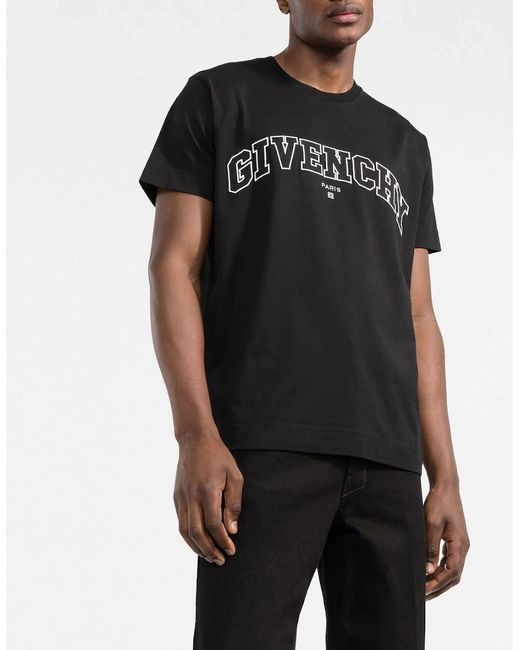 Givenchy Black College Embroidered T-Shirt for men