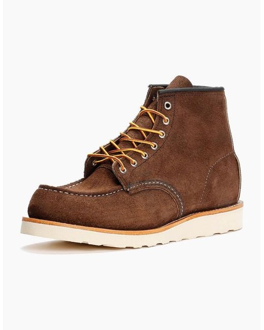 Red Wing Brown 8836 6 Inch Moc Toe Suede Chocolate Boots for men