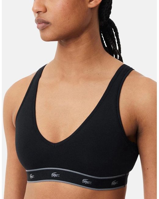 Lacoste Black Essential Stretch Cotton Triangle Bralette