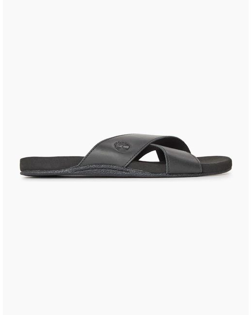 Timberland Black Solid Patterned Open Toe Slide Sandals for men