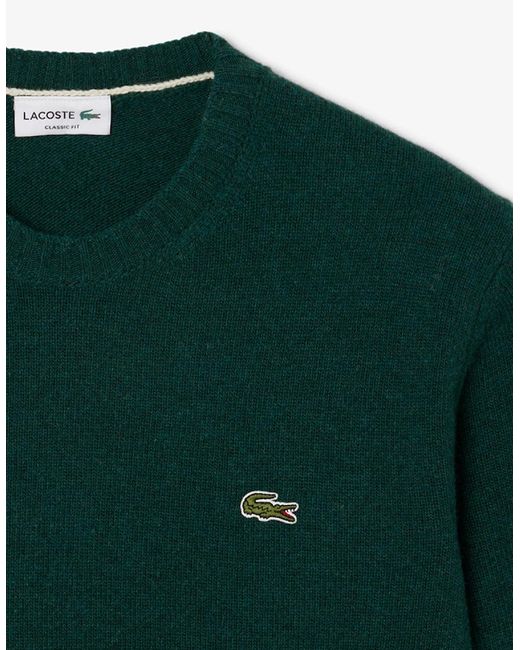 Lacoste Green Carded Wool Crew Neck Sweater for men
