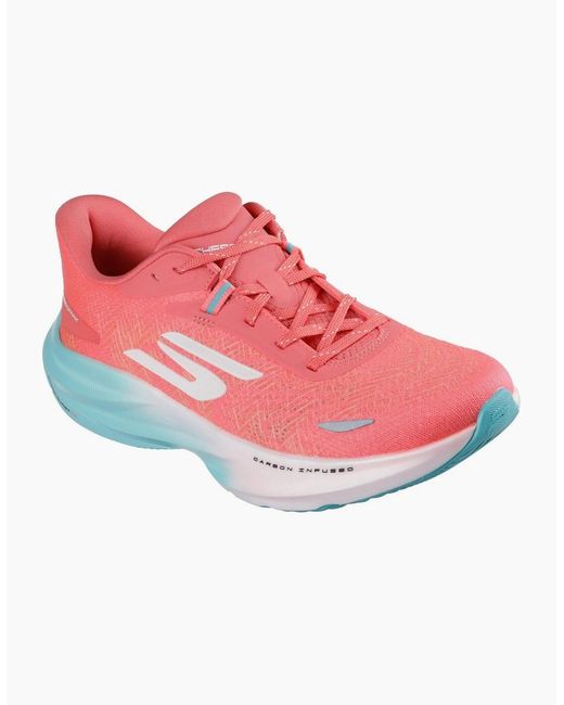 Skechers Pink Performance Go Run Ride 12 Textile Coral Trainers