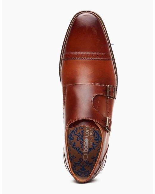 Base London Brown Henley Monk Shoes for men