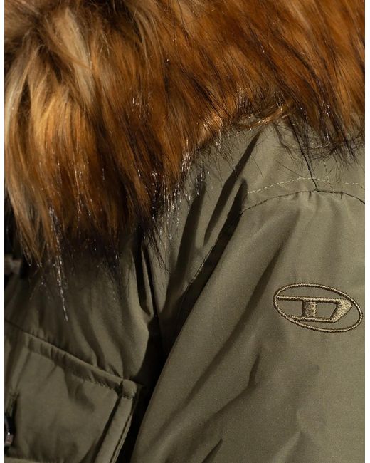 DIESEL Green Hooded Winter Jacket for men