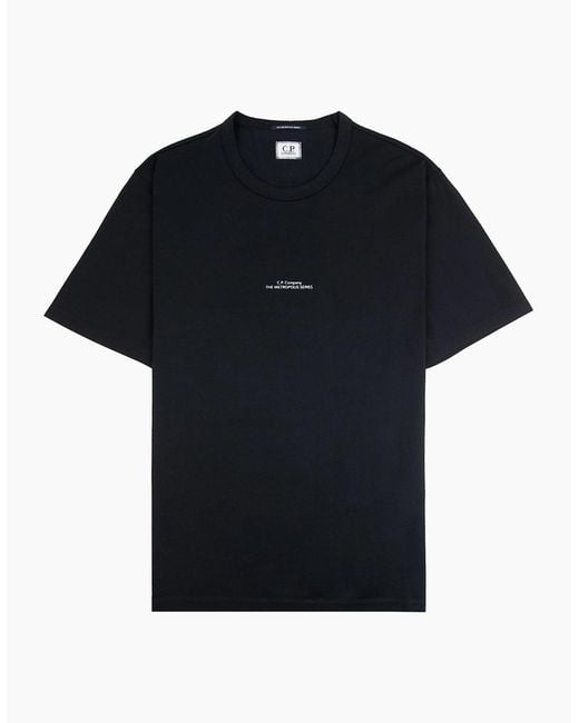 C P Company Black Metropolis Series Mercerized Logo T-Shirt 999 for men