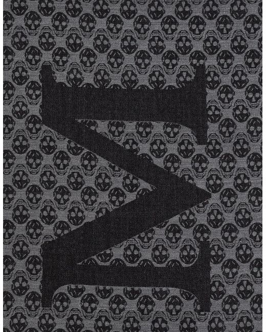 McQueen Black All Over Skull Print Scarf for men