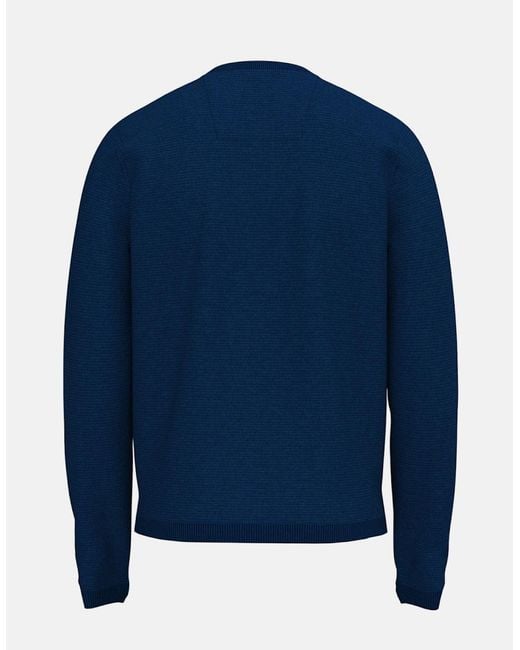 Fynch-Hatton Blue Fine Knit Air Cotton V-Neck Sweater Midnight for men