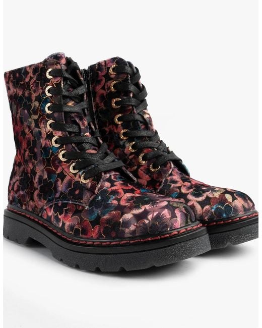 Heavenly Feet Multicolor Justina2 Viola Velour Ankle Boots Rose
