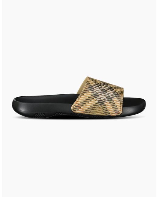 Burberry White Dive Checked Sliders Sand for men
