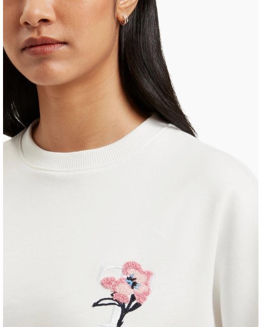 Ted Baker White Janettt Embroidered Logo Balloon Sleeve Ivory Jumper