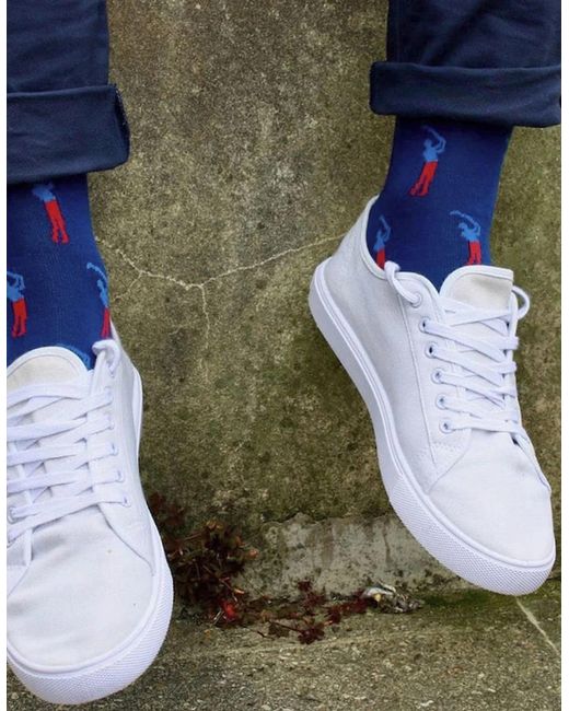 Swole Panda Blue Patterned Bamboo Socks M