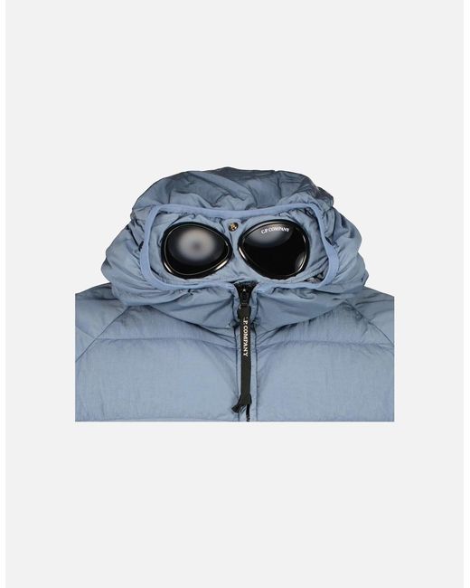 C P Company Blue Eco-Chrome R Down Goggle Jacket for men