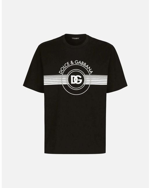 Dolce & Gabbana Black Interlock Dg Logo Tee