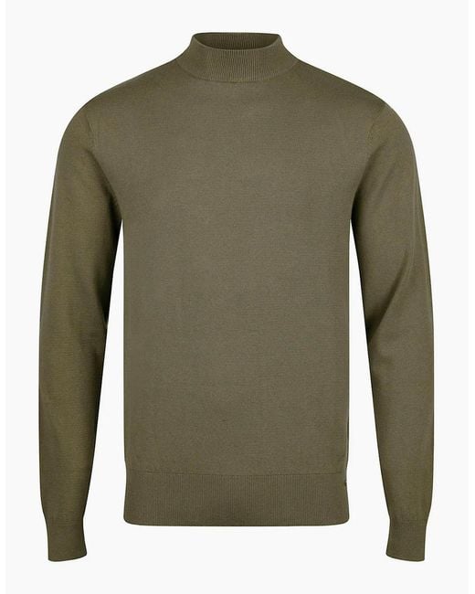 Luke 1977 Green Jenson 1000 Rib Neck Knitted Jumper for men