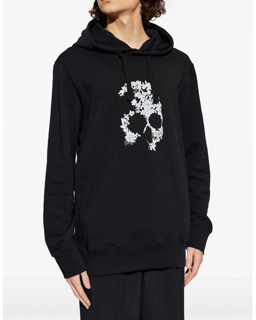 McQueen Blue Lace Skull Hooded Top for men