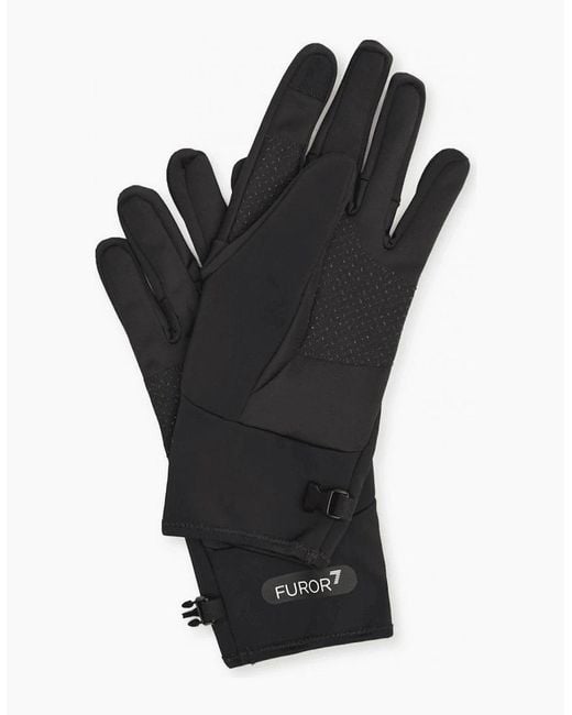 EA7 Black Technical Fabric Nylon Gloves for men