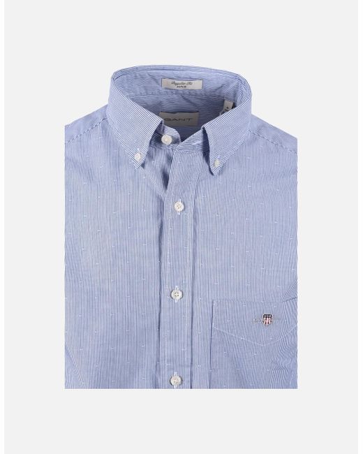 Gant Blue Reg Dobby Dot Stripe Shirt College for men