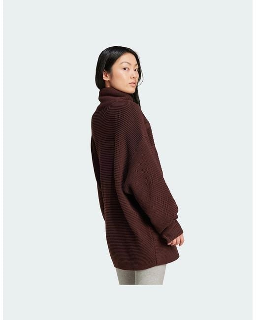 Adidas Brown Originals Premium Oversized Knit Turtleneck Sweater