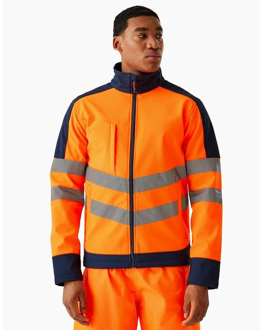 Regatta Orange Professional Hi-Vis 3 Layer Soft Shell Jacket for men
