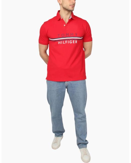 Tommy Hilfiger Red Polo T Shirts Casual Cotton for men