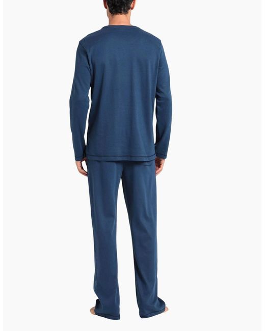 DIESEL Blue Pyjamas Set Long Sleeve Sleepwear T-Shirt Cotton 2 Pc Loungewear New for men